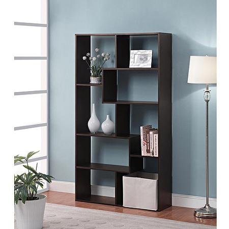 Mainstay Home 8-Shelf White Narrow Corner Bookcase (Espresso)