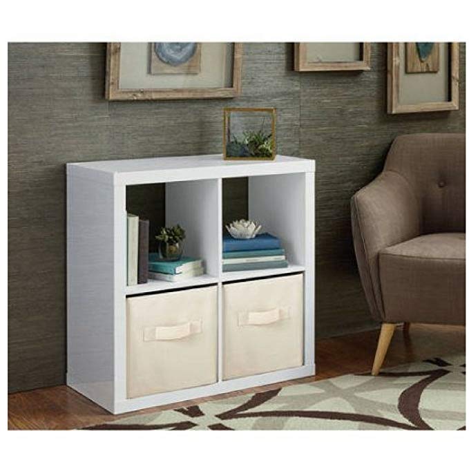 Better Homes and Gardens Bookshelf Square Storage Cabinet 4-Cube Organizer (High Gloss White Lacquer)