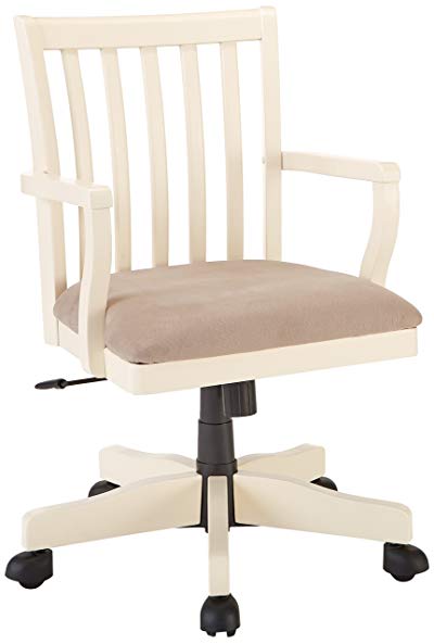 Ashley Furniture Signature Design - Sarvanny Swivel Office Desk Chair - Upholstered Seat - Cream Finish