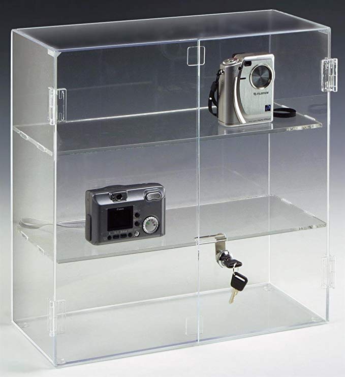 Displays2go 16.5 by 16.25-Inch Countertop Acrylic Display Case with 2 Shelves