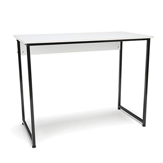 Essentials Office Desk with Metal Legs - Modern Computer Desk and Workstation, Black/White (ESS-1040-BLK-WHT)
