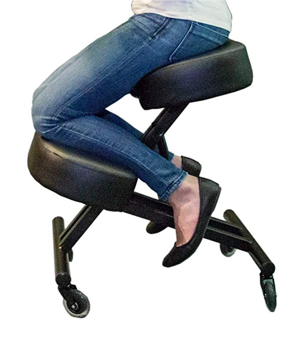 Sleekform Kneeling Chair for Perfect Posture | Ergonomic Knee Stool Relieving Back & Neck Pain | Rollerblade Wheels & Adjustable Height for Office Home | 4