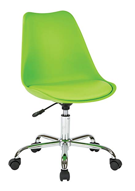 AVE SIX Emerson Polyurethane Seat Armless Task Chair with Chrome Base with Casters, Green