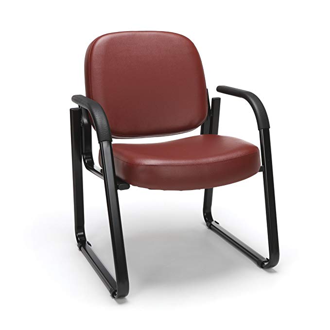 OFM Reception Chair with Arms - Anti-Microbial/Anti-Bacterial Vinyl Guest Chair, Wine (403-VAM)
