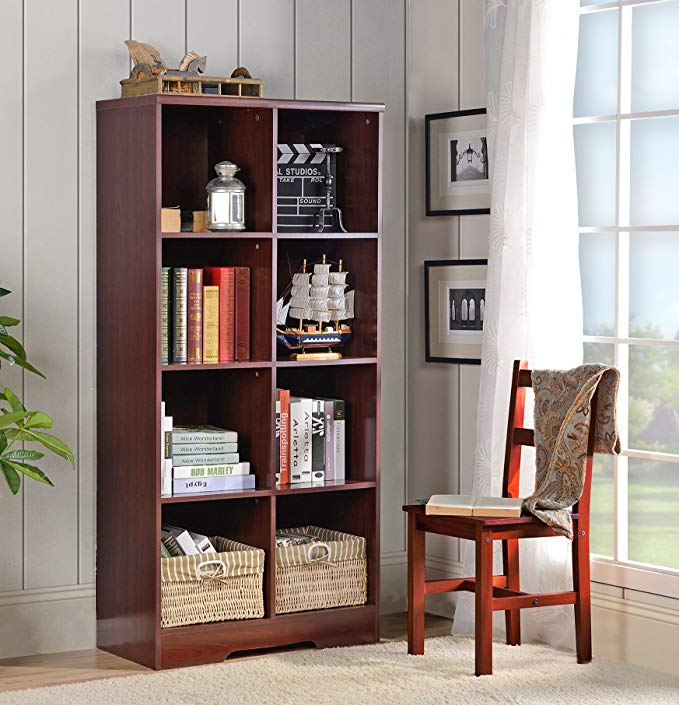 American Furniture Classics 117 Large 8 Cube Storage Organizing Bookcase, Classic Cherry