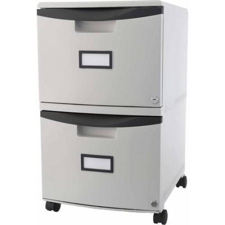 Storex 2-Drawer Mobile File Cabinet With Lock and Casters, Legal/Letter, Drop Ship Approved Packing (Gray/Black)