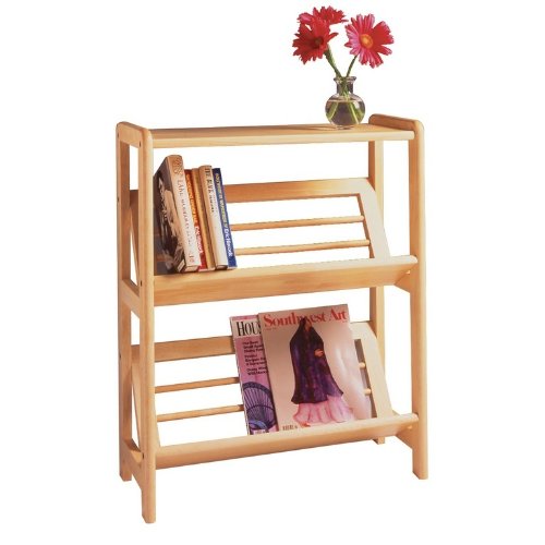 Natural Bookshelf with Slanted Shelf