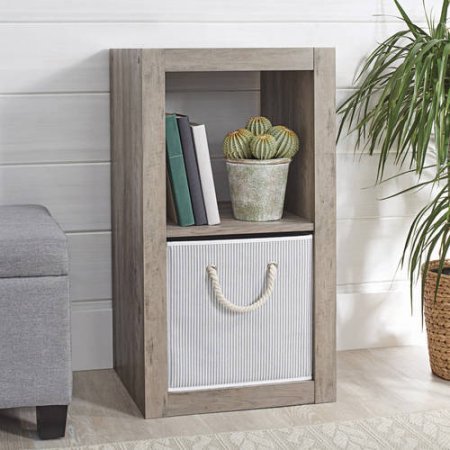 Better Homes and Gardens Bookshelf Square Storage Cabinet 2-Cube Organizer Rustic Gray