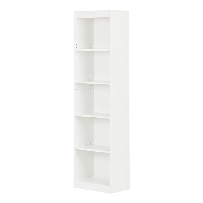 South Shore Narrow 5-Shelf Storage Bookcase, Pure White