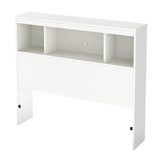 South Shore Furniture 39'' Litchi Bookcase Headboard, Twin, Pure White