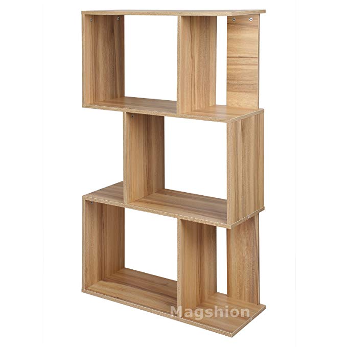 Magshion Modern Wood Bookcase Storage Shelving Stand Bookshelf Furniture Home Decor Office (3 Tier)