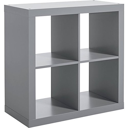 Wood Storage Square Organizer 4-Cube in Gray