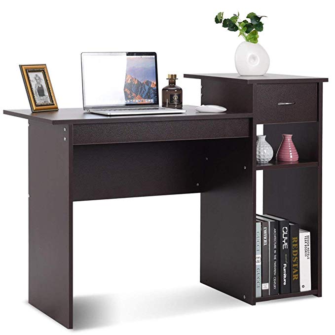 TANGKULA Computer Desk Wooden PC Laptop Home Office Modern Simple Style ...